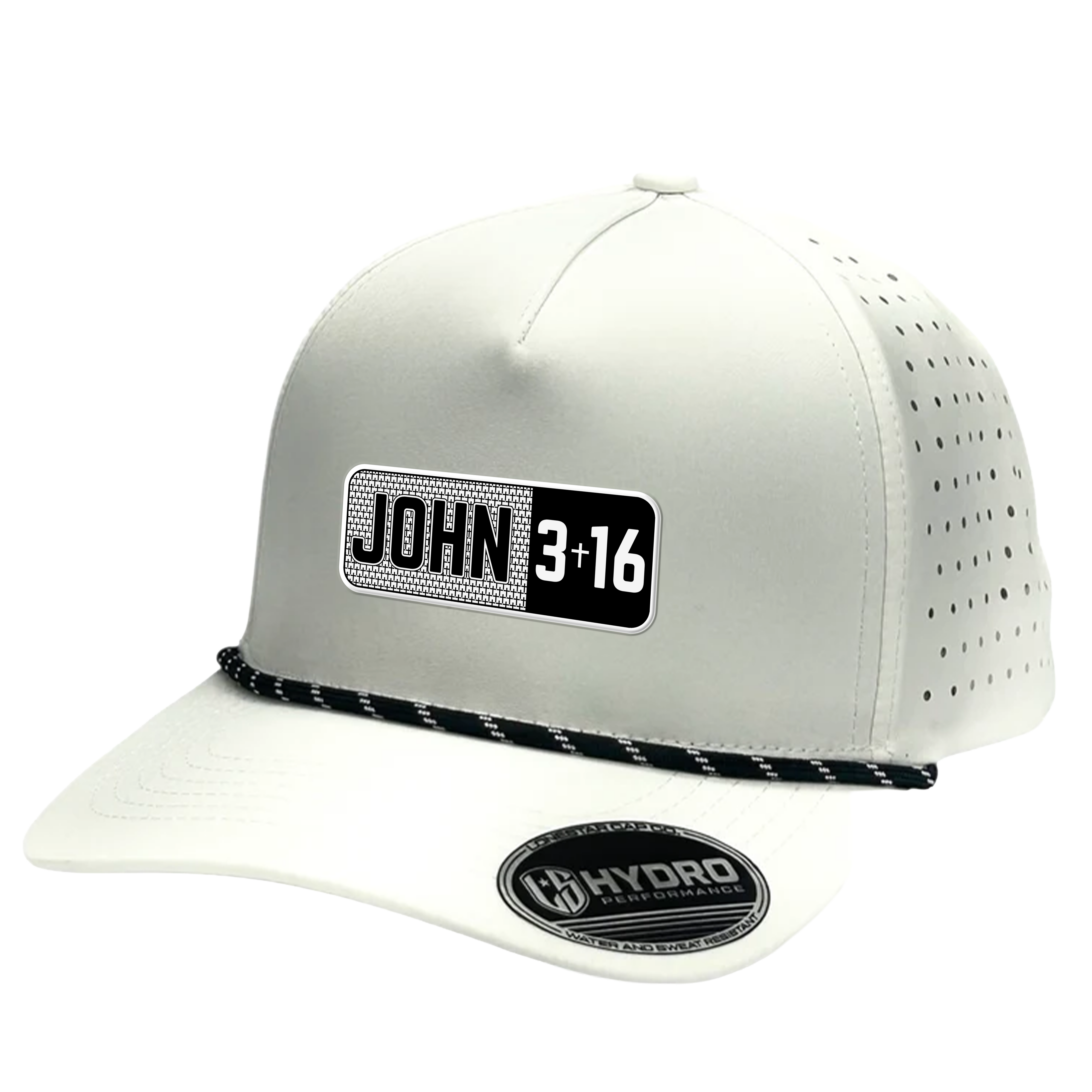 JOHN 3:16 SCRIPTURE SERIES WHITE / BLACK PERFORMANCE SNAPBACK