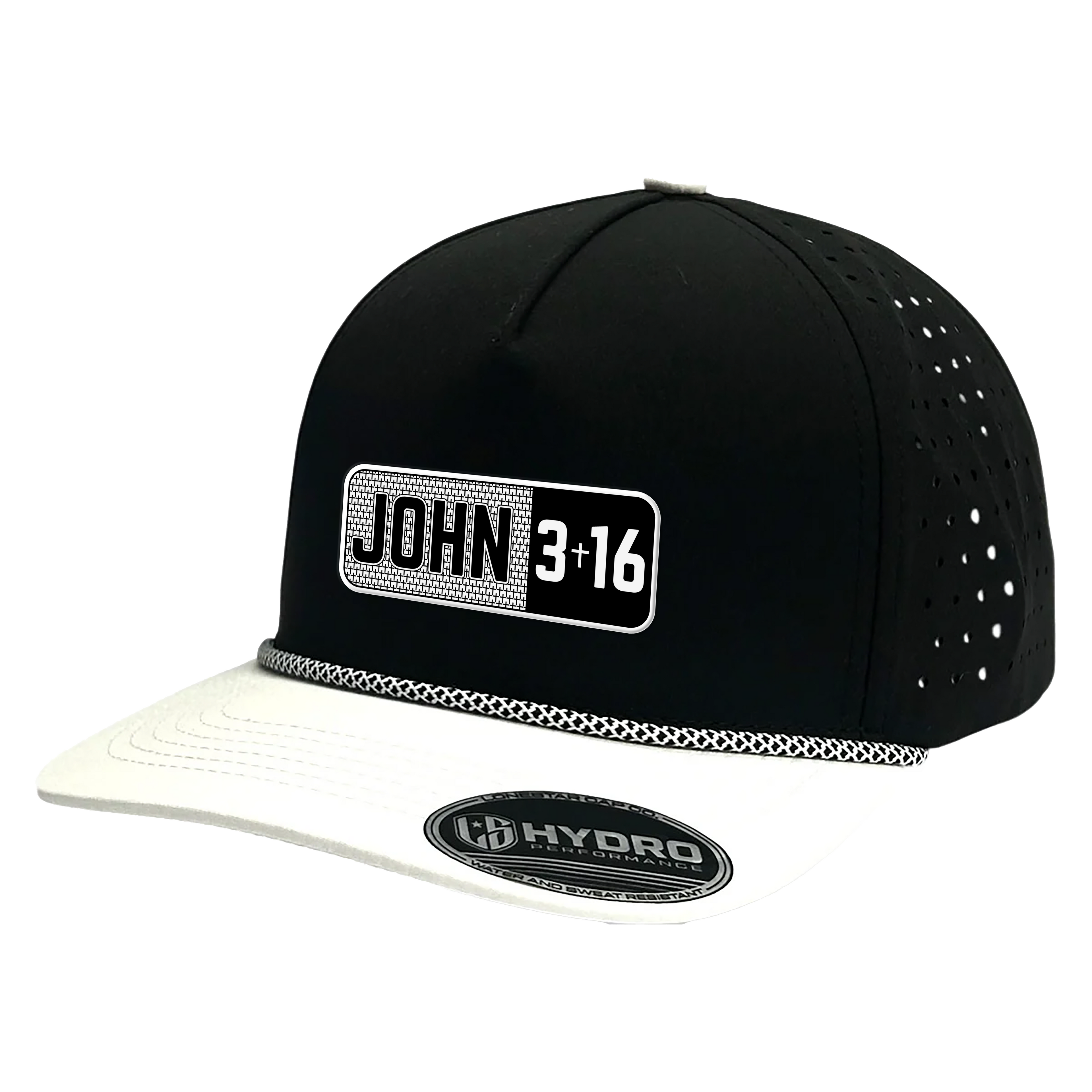 JOHN 3:16 SCRIPTURE SERIES WHITE / BLACK PERFORMANCE SNAPBACK