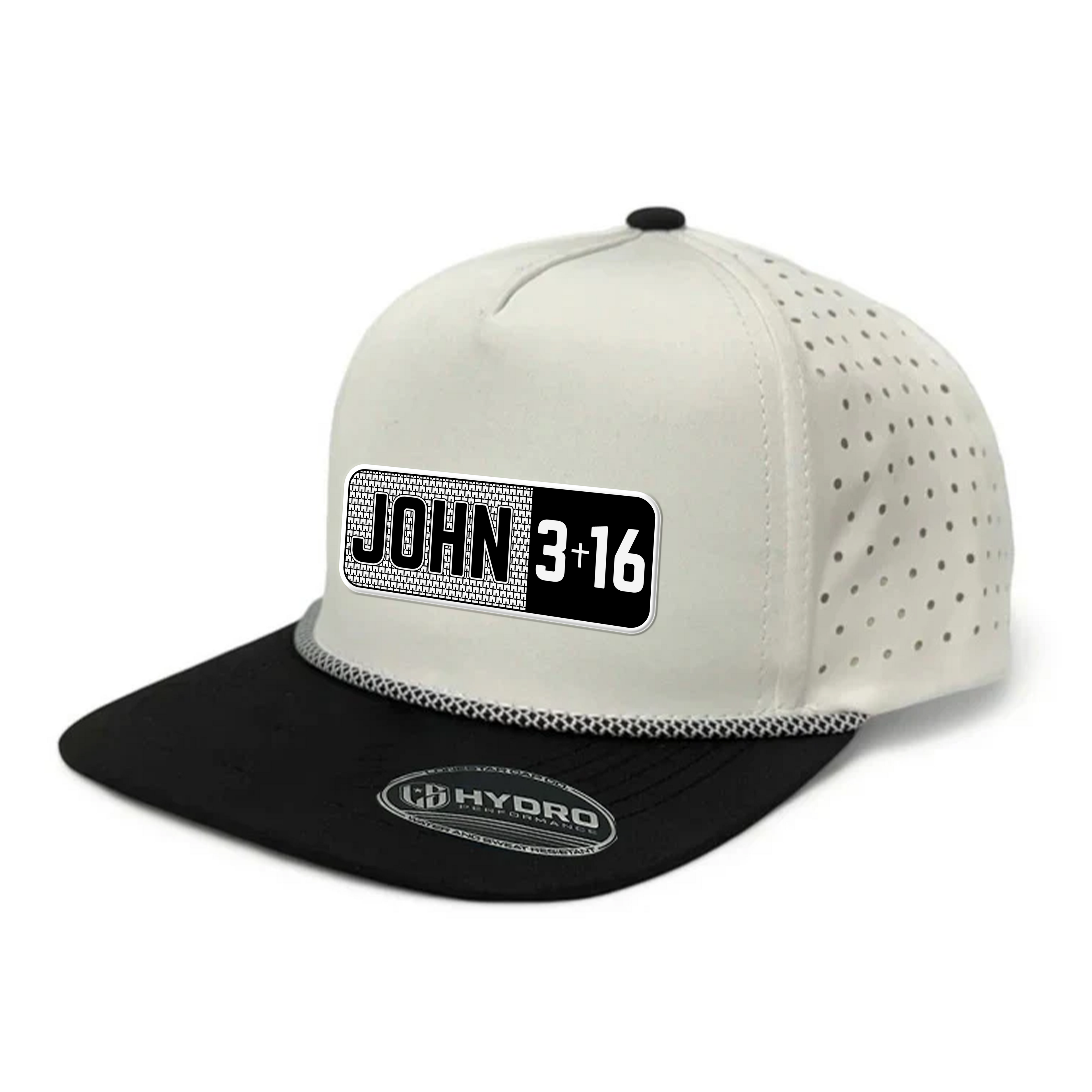 JOHN 3:16 SCRIPTURE SERIES WHITE / BLACK PERFORMANCE SNAPBACK