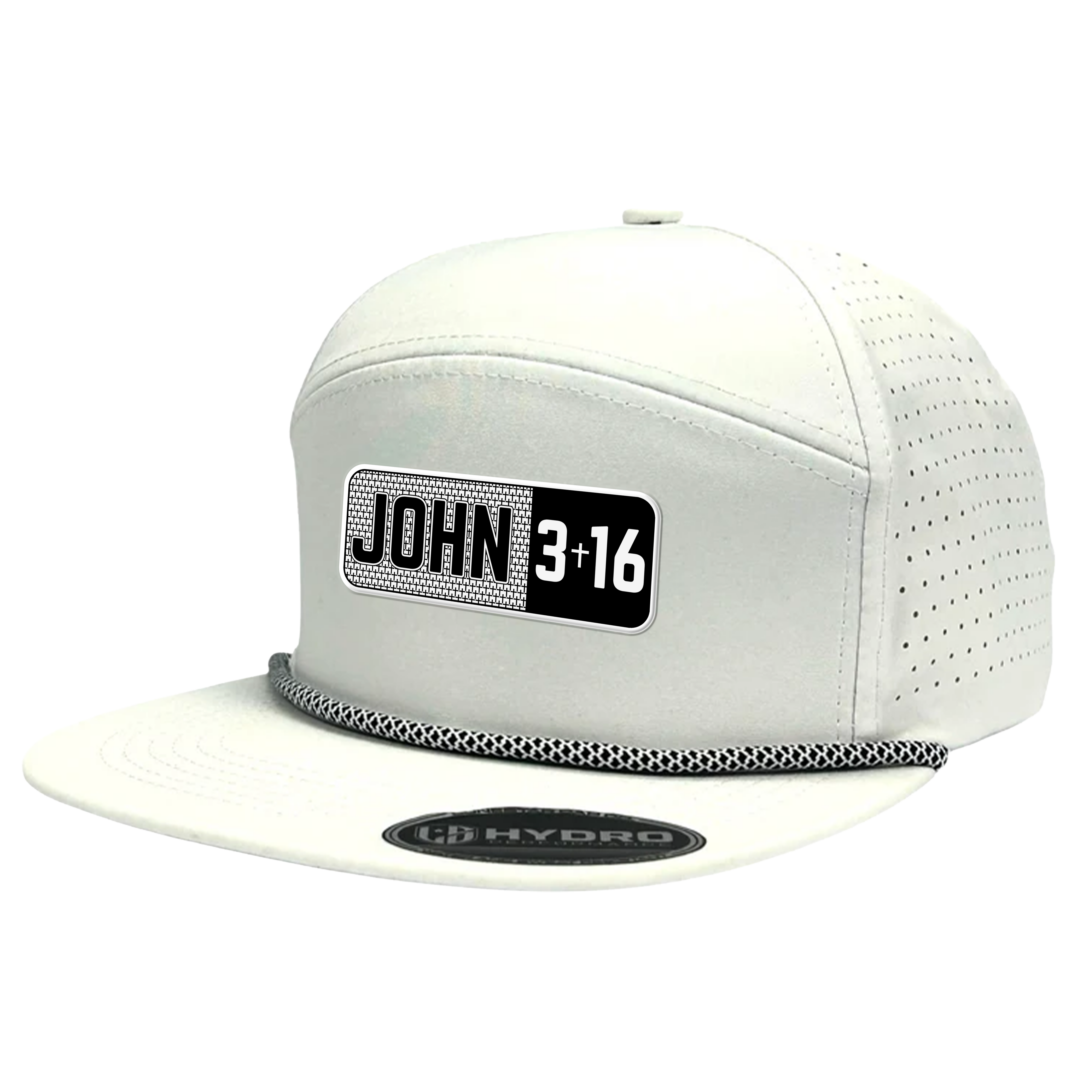JOHN 3:16 SCRIPTURE SERIES WHITE / BLACK PERFORMANCE SNAPBACK